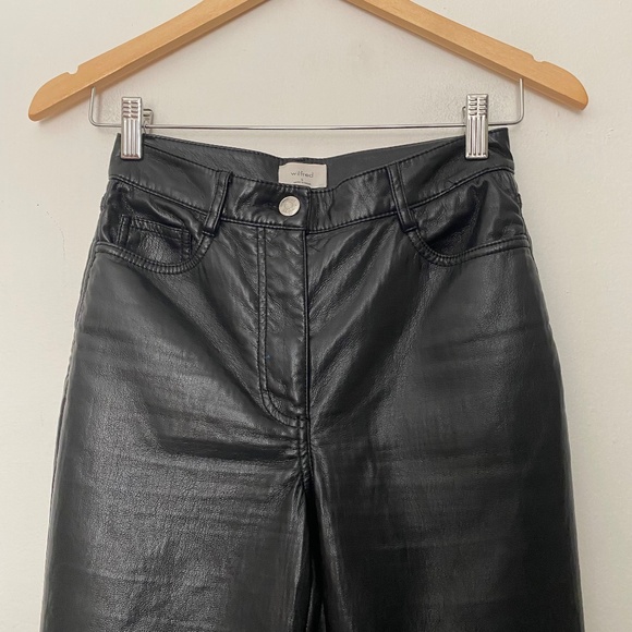 Aritzia Wilfred The Melina Vegan Faux Leather Grunge Straight Leg Pant in Black - Picture 3 of 6